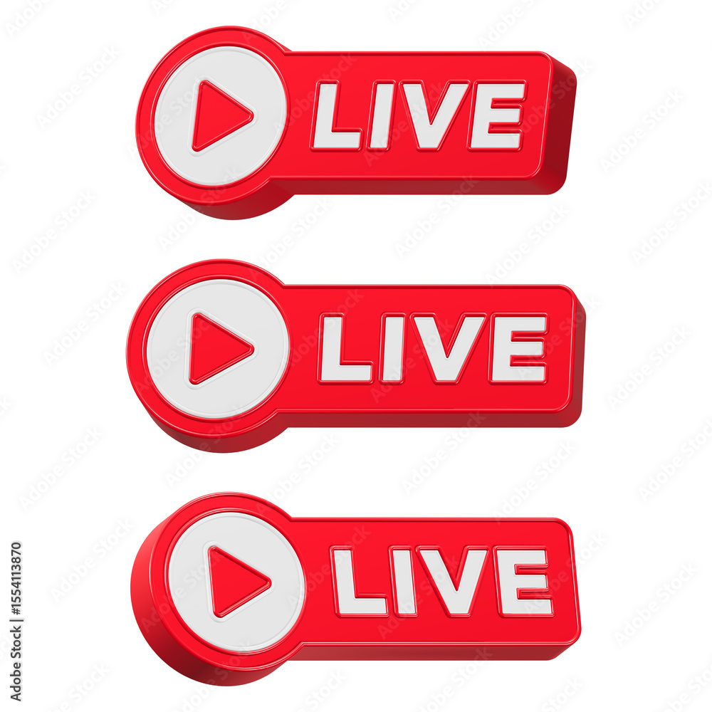 Poster live streaming icon 3d rendering transparent background