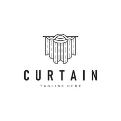 curtain logo design concept with a simple minimalist and elegant concept as a home decoration and product brand illustration template