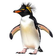 Untitled design - Charming Rockhopper Penguin with Spiky Yellow Crest, isolated on a transparent background"