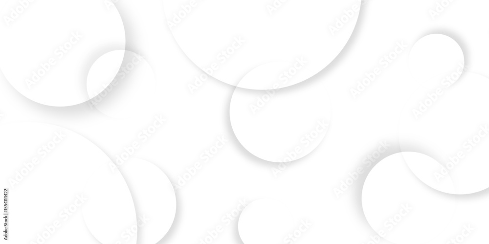 Aufkleber Abstract background with circle white abstract geometric background with soft light white paper circles in design .Gray abstract. Modern design background for report and project presentation template.