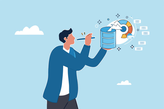 Data cleansing process to arrange, examining or prepare data to be analyzed, preprocessing normalization or validate missing data concept, businessman cleaning database metaphor of cleansing process.