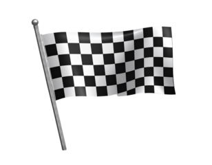  Flat design checkered flag icon with shadow, isolated on transparent background PNG