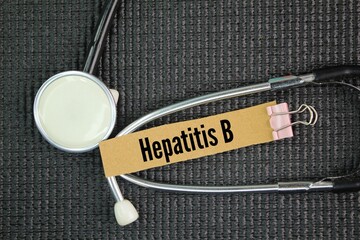 stethoscope and a paper with the word Hepatitis B. contact with blood, semen or other body fluids...
