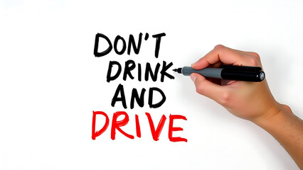 A Hand Writing Don't Drink And Drive Message On White Surface With Black And Red Color To Promote Safe Driving And Emphasize The Dangers Of Intoxicated Driving