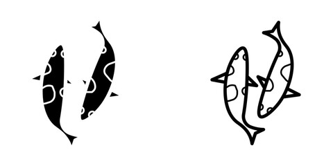 koi fish set icon on white background
