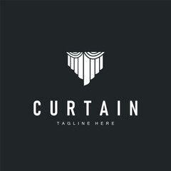 curtain logo design concept with a simple minimalist and elegant concept as a home decoration and product brand illustration template
