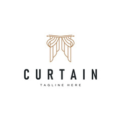 curtain logo design concept with a simple minimalist and elegant concept as a home decoration and product brand illustration template