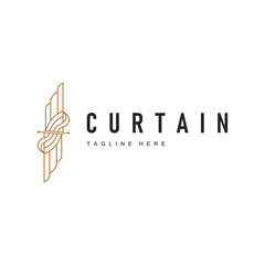 curtain logo design concept with a simple minimalist and elegant concept as a home decoration and product brand illustration template