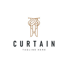 curtain logo design concept with a simple minimalist and elegant concept as a home decoration and product brand illustration template