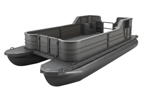 Modern Pontoon Boat Isolated on Black Background