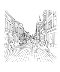 Obraz premium Line Art of Arbat Street, Moscow
