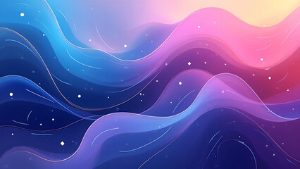 Gradient Waves of Color in Abstract Artistic Background Showing Lines and Dot Accents Creating a Dreamy and Peaceful Ambience with Pastel Hues