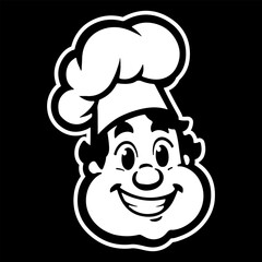 Chef head black and white logo design