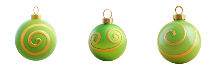 Green Christmas ornaments, xmas decoration, holiday, winter, ball, spiral, decoration, bauble, green, gold