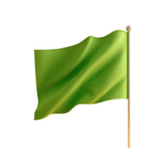 Green flag waving, success, achievement, isolated, symbol, sign, banner, blank, communication, empty