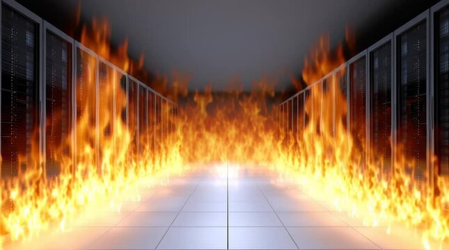 An enterprise datacenter is on fire after overheating