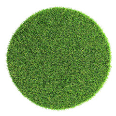 round artificial grass field on the stage isolated on transparent background