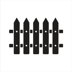 Pointed wooden fence icon. Wooden garden fencing icon