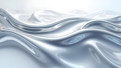 Abstract Silver Waves Reflecting Light Creates a Calm and Serene Atmosphere Perfect for Contemporary Design and Futuristic Visions