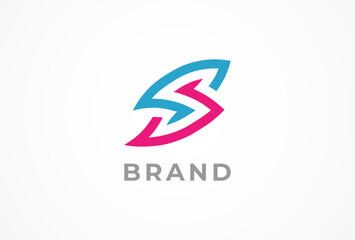 Letter S Logo, Sporty Letter S with abstract thunder bolt inside Logo design, vector illustration.