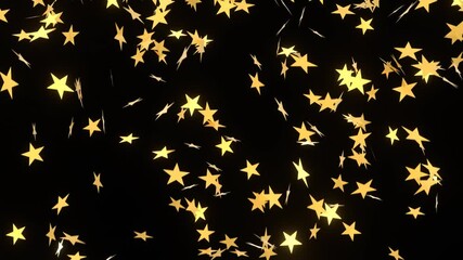 Falling Gold Stars Animation on Black Background for Celebration and Luxury. - Powered by Adobe