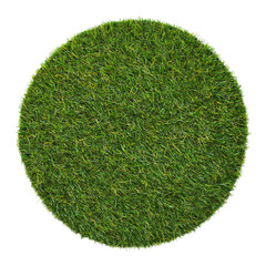 round artificial grass field on the stage isolated on transparent background