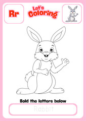 Let's Coloring Happy Rabbit 