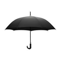 Black umbrella isolated on black background simple elegant design, isolated on a transparent background