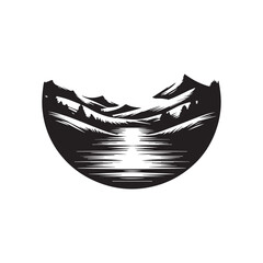 editable black and white landscape vector