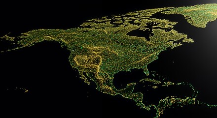 North America's Glowing Cities: A Sparkling Nighttime Map