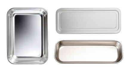 a set of four different sized metal pans