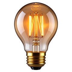 Untitled design - Vintage Edison-Style Light Bulb with Glowing Filament, isolated on a transparent background"