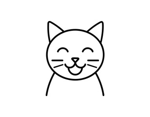 可愛圓滑貓咪簡單黑白線條頭像,logo 604255