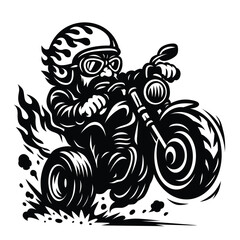 Retro Biker Riding Flaming Motorcycle Vector Illustration.eps
