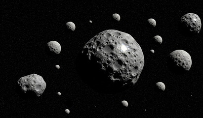 the Shattered asteroid pieces flying apart 
