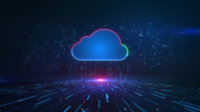 Cloud computing technology data transfer concept. Abstract background. Cloud computing system icon media file network, hud. internet of things IOT big data c artificial intelligence AI. system sci fi