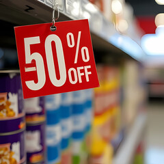 Clear 50 Percent Off Promotion Label

