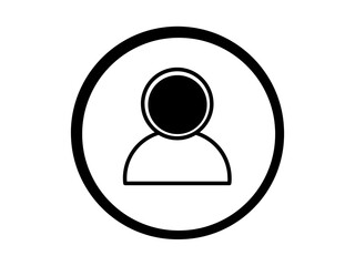 Profile user icon. Person profile avatar with account symbol. Black Flat symbol isolated on white background. Icons for applications and communication. Social media concepts.