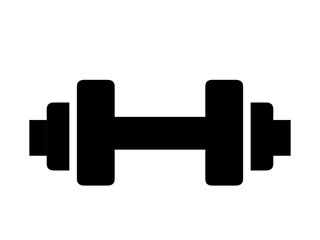 Dumbell icon black gym equipment isolated on white background. 