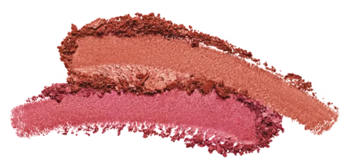 Eyeshadow texture swatches. Blush  bronzer brush strokes. Shimmer makeup powder smudge isolated on transparent background © Kat Ka