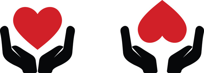 Hands Holding a Heart Icon, Representing Care and Affection.