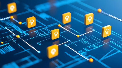 D Rendering of Big Data & AI Neural Network – Machine Learning & Technology Visualization