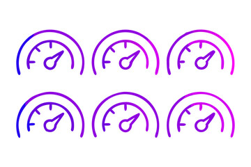 Neon Speedometer Array on Black Background A Graphic Representation of Velocity Performance and Progress Featuring a Gradient of Blue to Purple for a Modern Dynamic