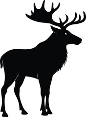 Horned Animals black Silhouette Deer Stage Moose Caribou with PNG, JPEG
