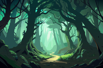 Enchanted Forest Path A Serene Journey Through Verdant Trees and Mystical Light Inviting Exploration and Wonder with its Lush Greenery and Tranquil Atmosphere a Pathway