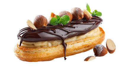 a pastry with chocolate and nuts on top