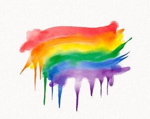Bold rainbow brush strokes with dripping watercolor paint, symbolizing emotional expression and color movement