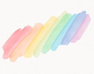 Soft pastel rainbow brush strokes diagonally arranged with watercolor texture and light tones for gentle design use