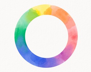 Circular watercolor rainbow ring with soft blending, symbolizing unity, wholeness, and the spectrum of identity.