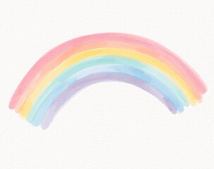Light pastel rainbow arc painted in gentle watercolor strokes, offering a calm and soft aesthetic design element.